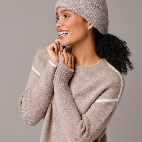 Pull bicolore en maille moelleuse  (beige chiné) Pull bicolore en maille moelleuse  (beige chiné)